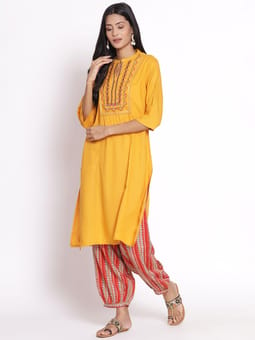 Straight Kurta With Harem Pant One