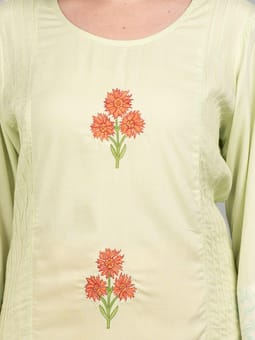 Straight Embroidered Kurta Closer Three