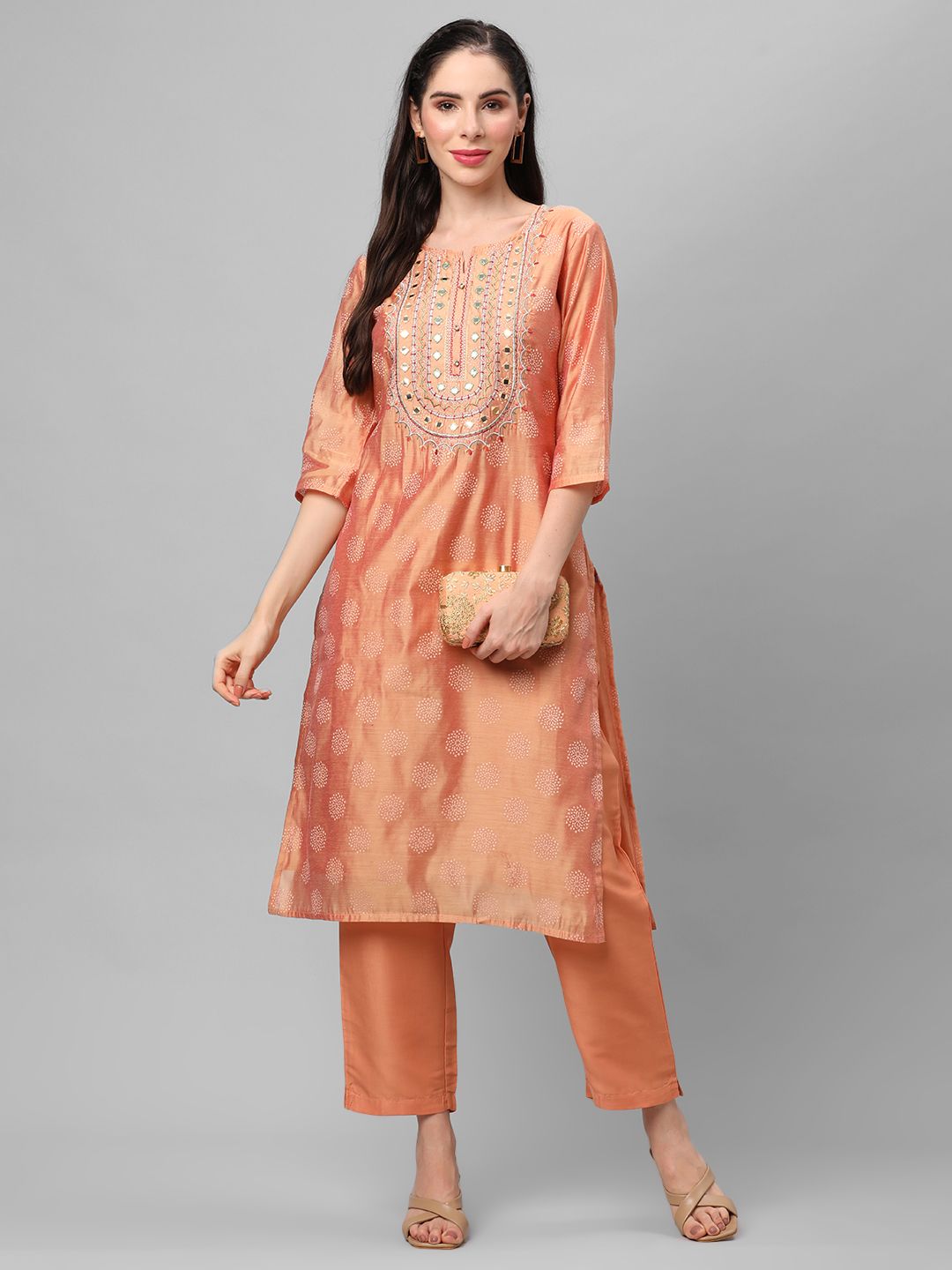 Geometric Printed Kurta With Trouser Front