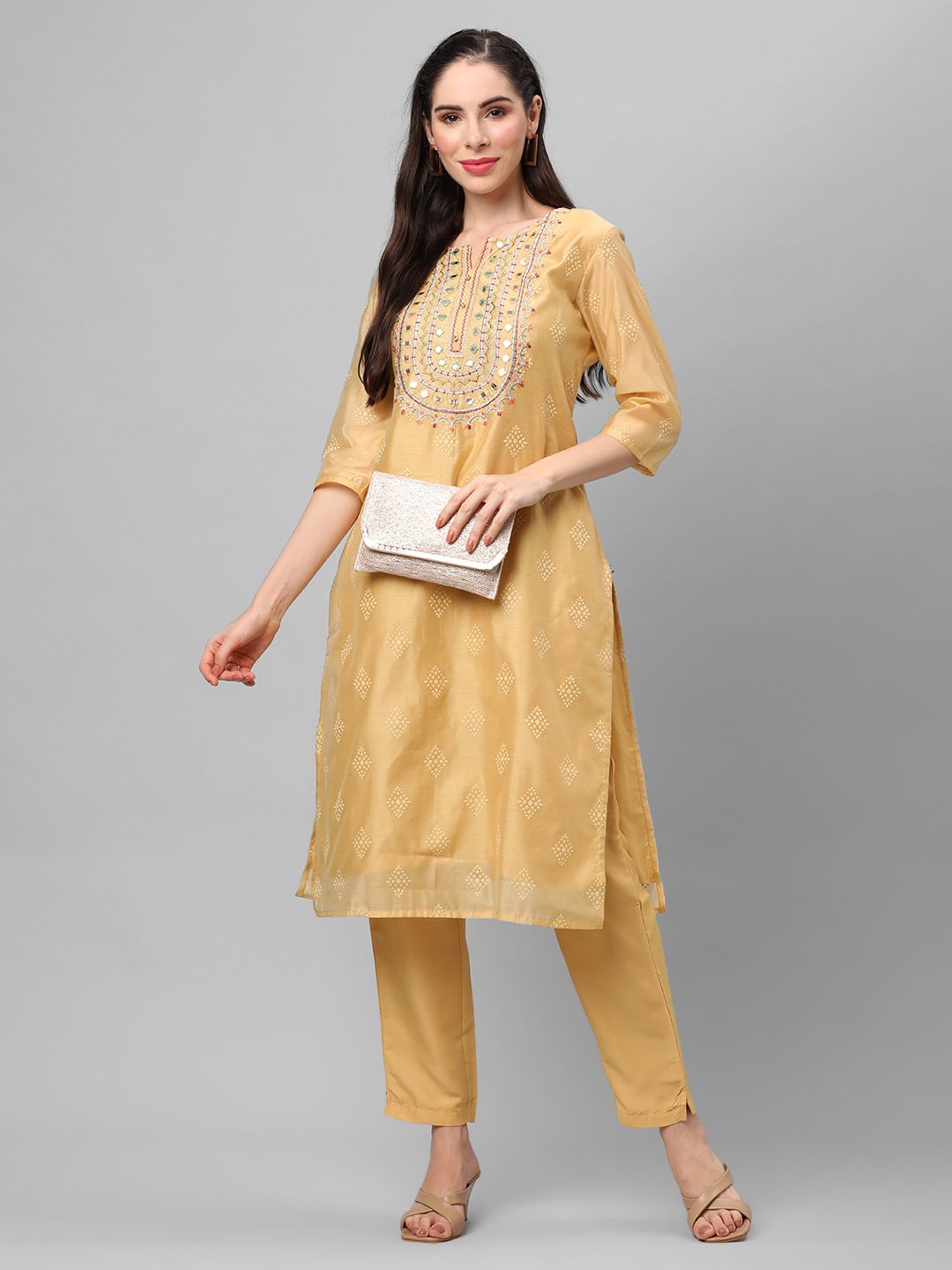 Geometric Printed Kurta With Trouser Front