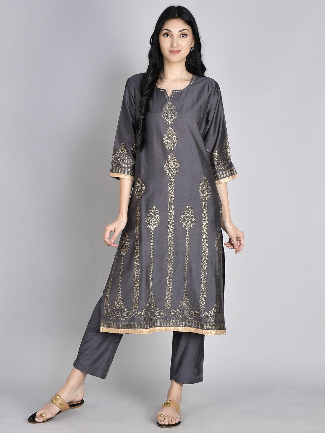 Ornamental Printed Kurta With Trouser Front