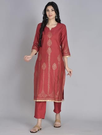 Ornamental Printed Kurta With Trouser