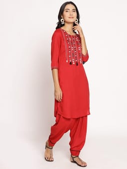 Embroidered Kurta With Salwar Two