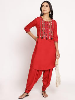 Embroidered Kurta With Salwar Three