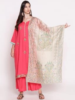 Embroidered Kurta Palazzo Dupatta Front