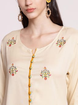 Embroidered Kurta Palazzo Dupatta Closer Five