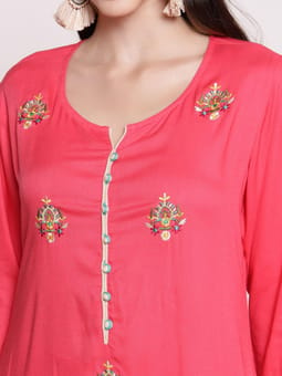 Embroidered Kurta Palazzo Dupatta Closer Five