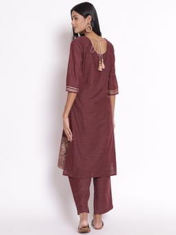 Round Neck Kurta Pant Dupatta Back