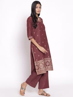 Round Neck Kurta Pant Dupatta Two