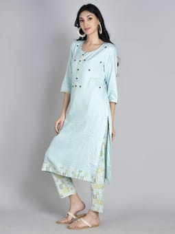 Round Neck Kurta With Trouser Closer One