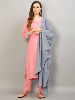 Solid Kurta Trouser Dupatta Front