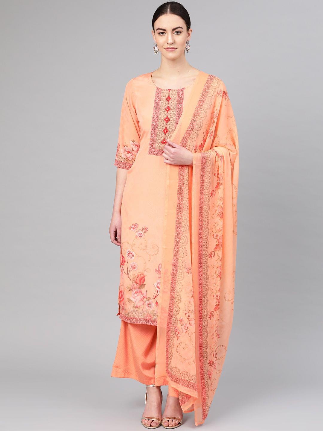 Floral Kurta Palazzo Dupatta Front