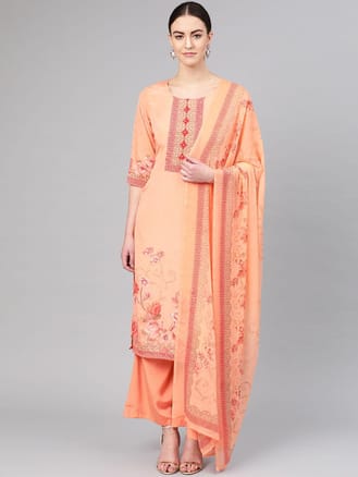 Floral Printed Kurta Palazzo With Dupatta