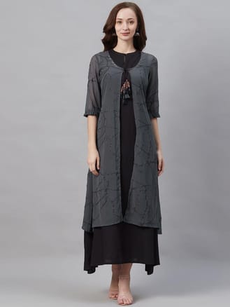 A-line Abstract Dress With Cape