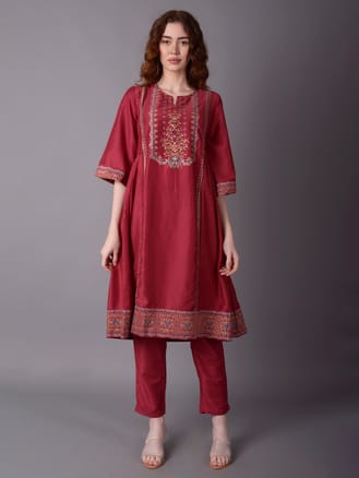 Pink Ornamental Printed Kurta With Trouser