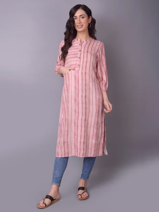 Pink Stripe Printed Kurta