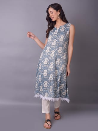 Metallic Floral Printed Kurta