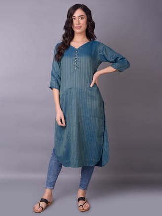 Blue Stripe Printed Kurta