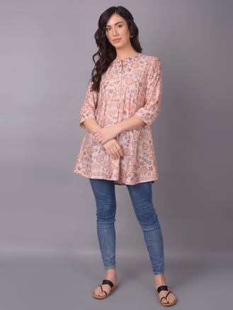 Pink Ornamental Printed Tunic