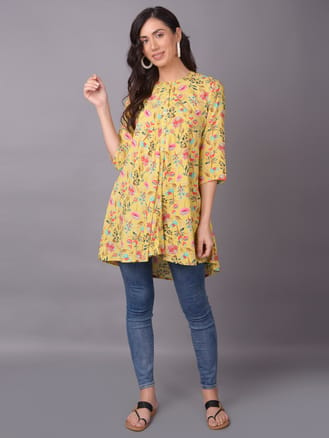 Yellow Floral Printed Tunic