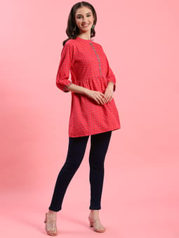 Fuchsia Geometric Printed Tunic