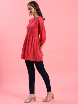 Fuchsia Geometric Printed Tunic