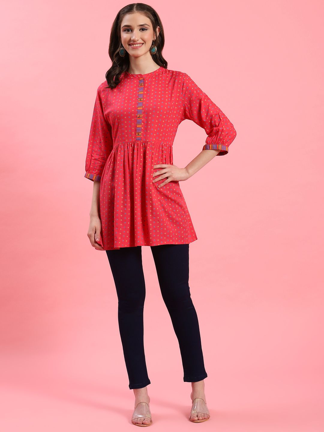 Fuchsia Geometric Printed Tunic