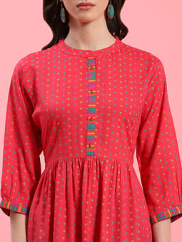 Fuchsia Geometric Printed Tunic