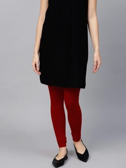 Red Solid Full Length Legging