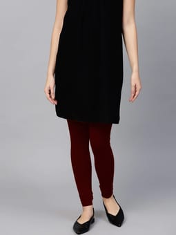 Maroon Solid Full Length Legging