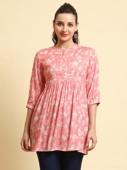 Pink Floral Printed Tunic