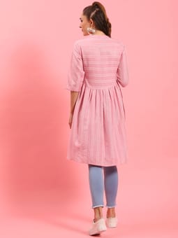 Pink Stripe Printed Kurta