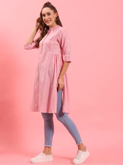 Pink Stripe Printed Kurta