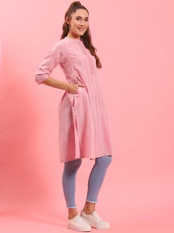 Pink Stripe Printed Kurta