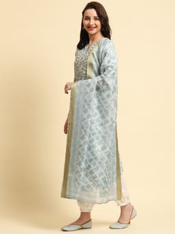 Green Tie Dye Printed Kurta Harem Pant Dupatta