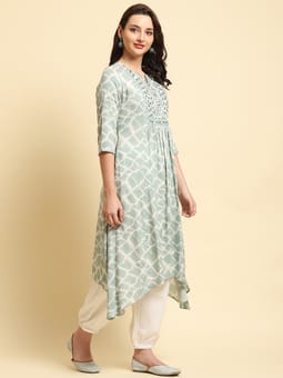 Green Tie Dye Printed Kurta Harem Pant Dupatta