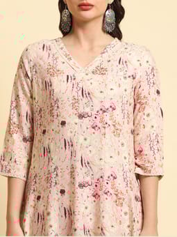 Pink Floral Printed Kurta
