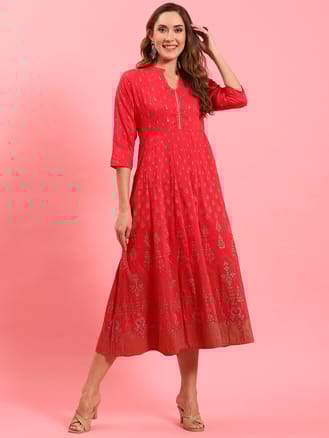 Fuchsia Ornamental Printed Dress