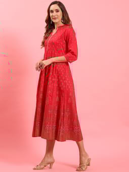 Fuchsia Ornamental Printed Dress