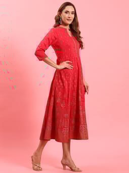 Fuchsia Ornamental Printed Dress