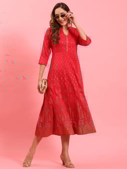 Fuchsia Ornamental Printed Dress