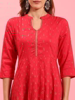 Fuchsia Ornamental Printed Dress