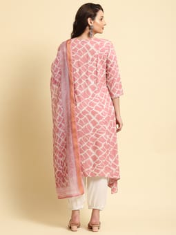 Pink Tie Dye Printed Kurta Harem Pant Dupatta