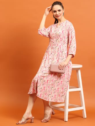 Pink Mandarin Collar Dress