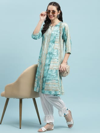 Blue Abstract Printed Kurta