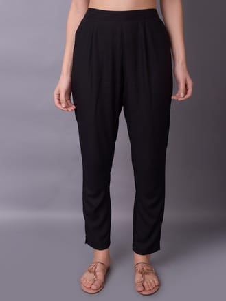 Women Black Solid Trouser