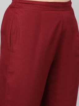 Women Burgundy Solid Trouser