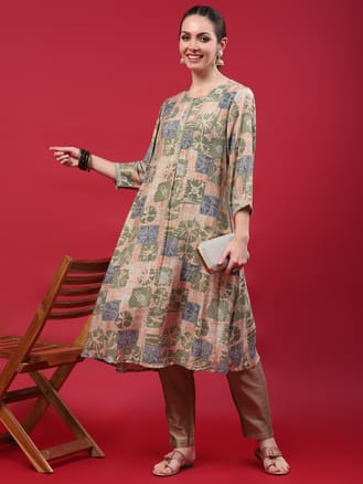 Women Green Abstract Print Kurta