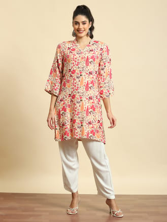 Women Pink Floral Print Kurti