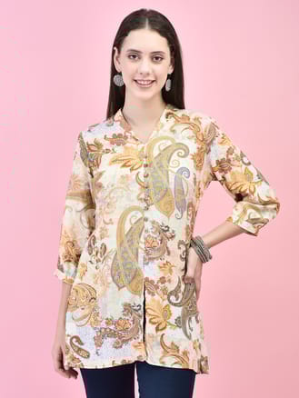 Women Liva Rayon Multicolor Paisley Print Tunic